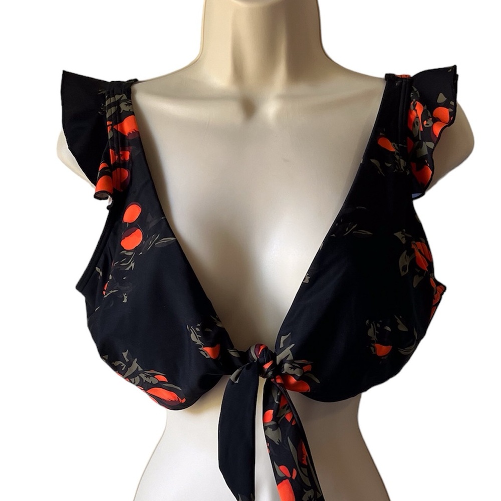 COCOSHIP Women's Retro Floral Bikini Tie Front Top | Size 10 - Picture 2 of 6